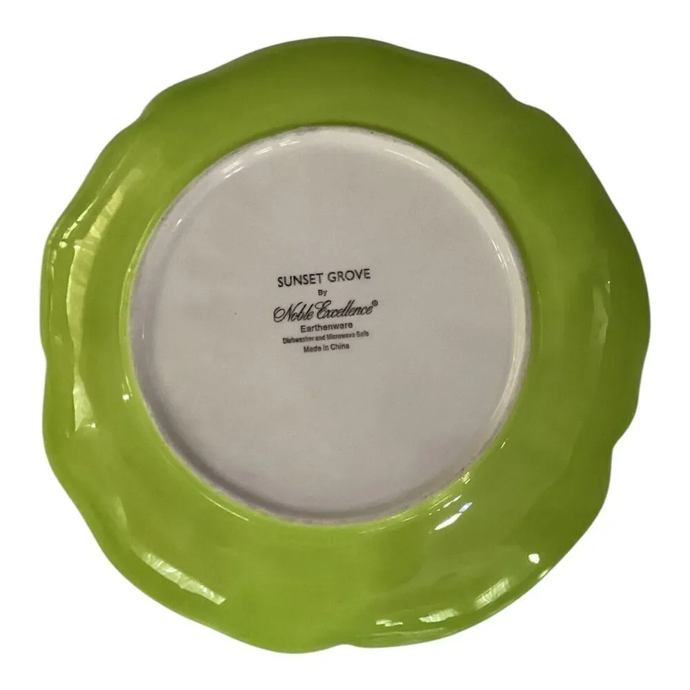 Sunset Grove By Nobel Excellence Salad Plates Yellow & Green Flower Set Of 2